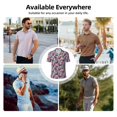 thumbnail image 3 of Kdxio Skull flower leaf Plaid Print Men's Short Sleeve Polo Shirt,Midweight Men's Shirt, 3 of 5