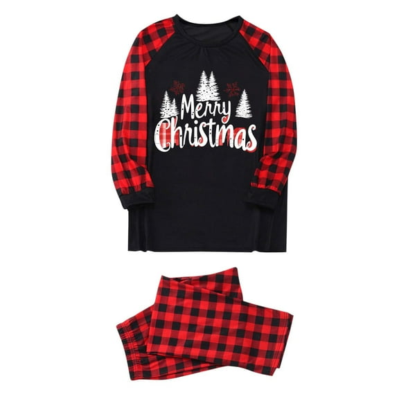 TFEOQRY Family Christmas Pajamas Matching Sets for Women Checkered Christmas Printing Comfortable Pajamas Set Tops Pants Family Clothes Pajamas Red（Mon)