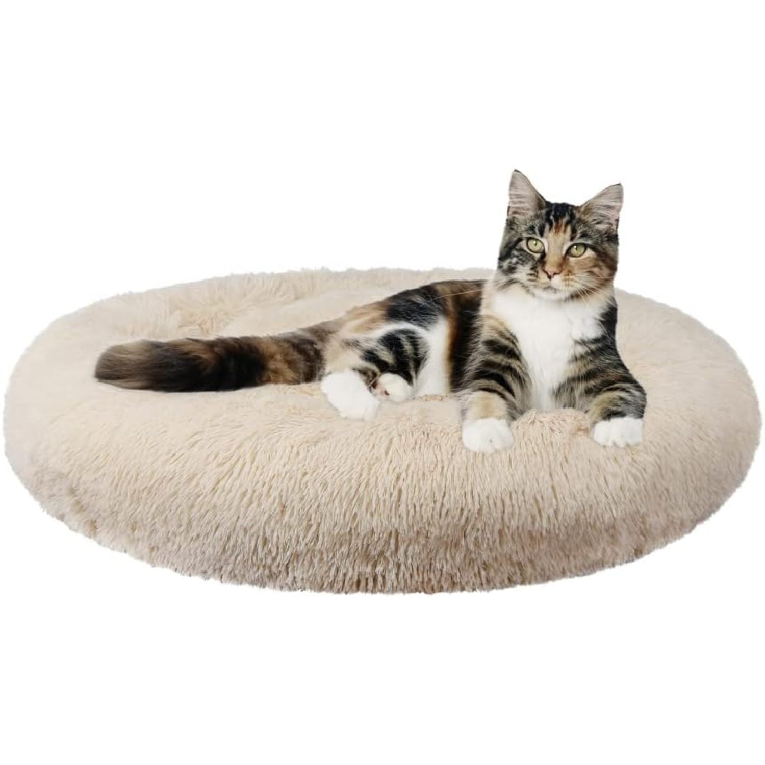 Bilot Plush Calming Pet Bed, Round Donut Bed for Small Medium Large