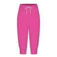 thumbnail image 5 of Capri Pants for Women Summer Casual Elastic High Waist Drawstring Cropped Yoga Jogger Pants with Pockets, 5 of 7