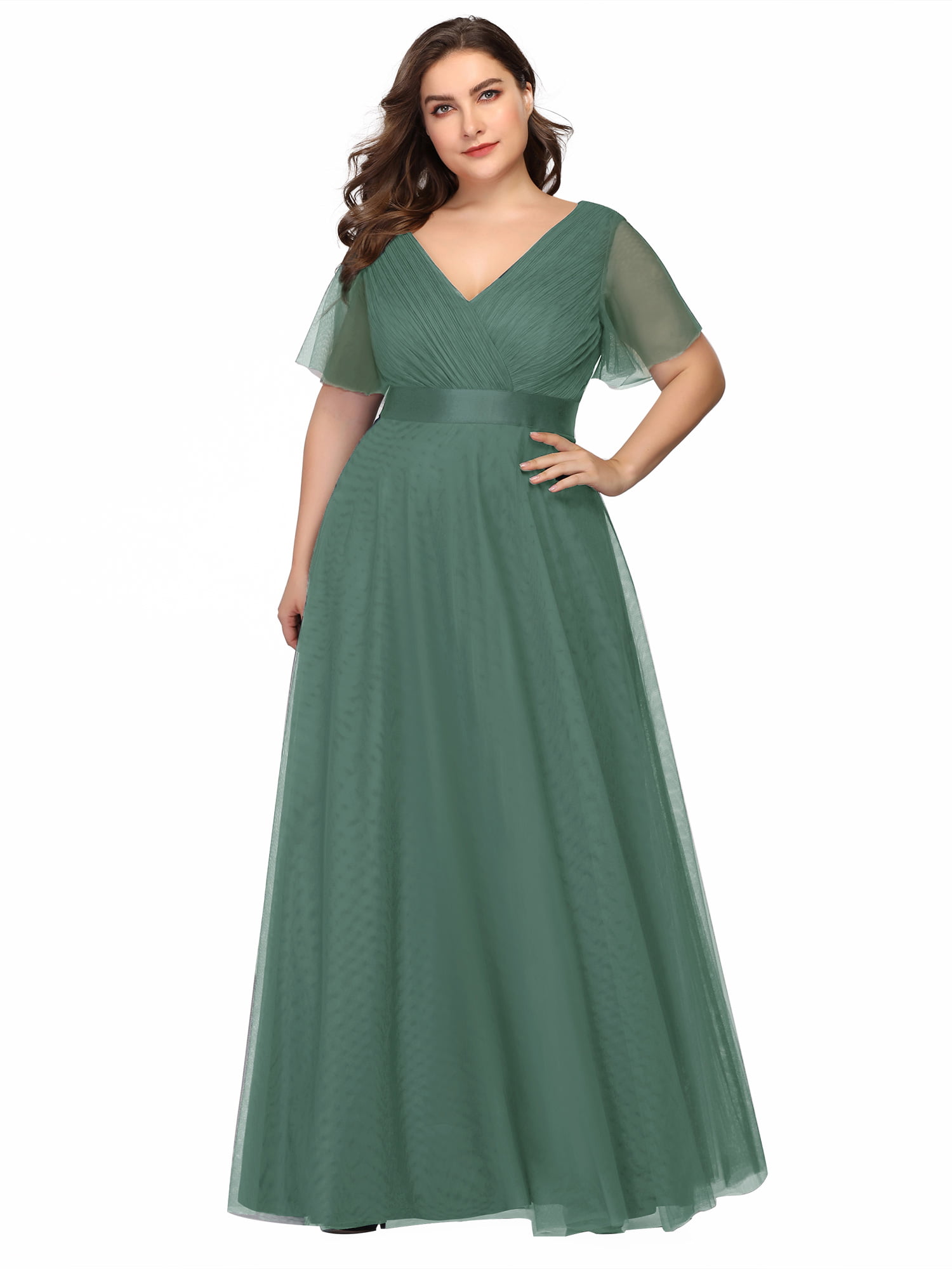 Ever-Pretty US Wedding Evening Celebrity Gowns Long Split Green Dresses 08859