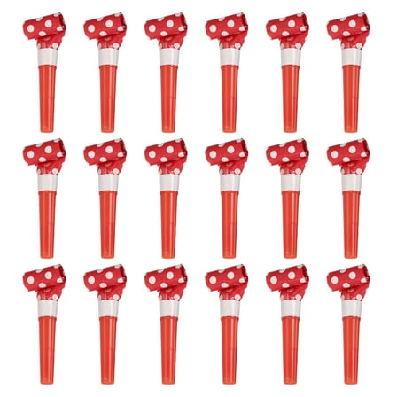 Uxcell 18 Pcs Colorful Noise Makers Plastic Party Blowers Party Favors for Birthday Parties Holiday Christmas New Years Gift Favors, Red