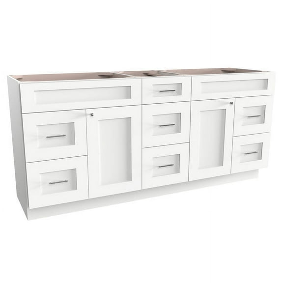 75" Double Bathroom Vanity Base only in White