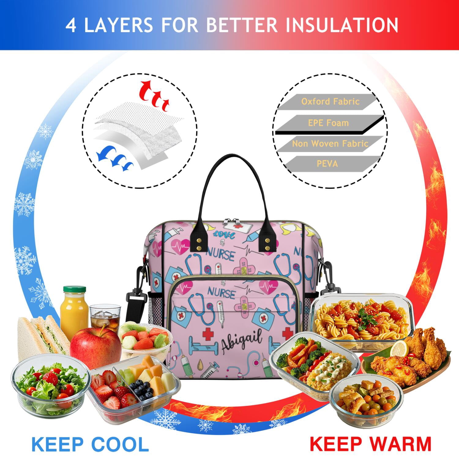 Cute Nurse Aesthetic Leakproof Cooler Bag - Large Insulated Tote for Nursing Professionals, Durable & Versatile Picnic Bag with Reinforced Handles (Ideal for Travel, Work, Saving Lives Every Day)