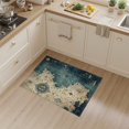 thumbnail image 2 of ODIKA 3'x5' Washable Area Rug Non-Slip, Flatweave, Easy Care Blue Nautical Kraken Map Design Antique Compass with Mermaid Motifs for Hallway, Laundry Room, 2 of 7