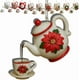 thumbnail image 2 of Adorno navideño vintage de tetera con efecto de té vertido | Decoración festiva para taza de té con acebo y frutos rojos | Regalo navideño para amantes del té y coleccionistas, 2 of 3