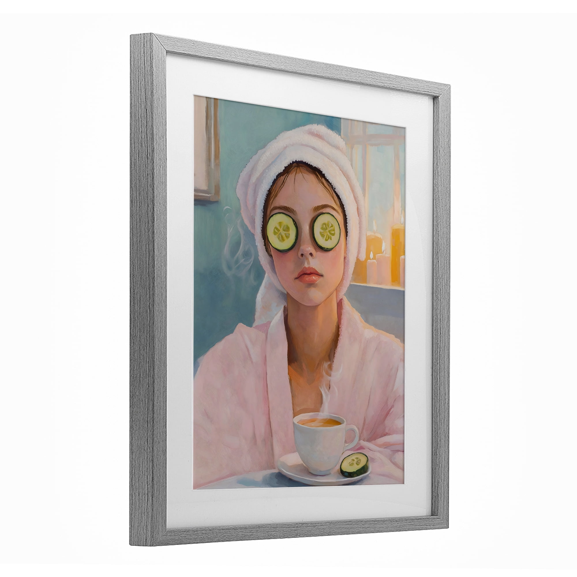 Stupell Industries Spa Day Cucumber Self Care Gray Framed Print Under Glass, design by The Prints Vibe
