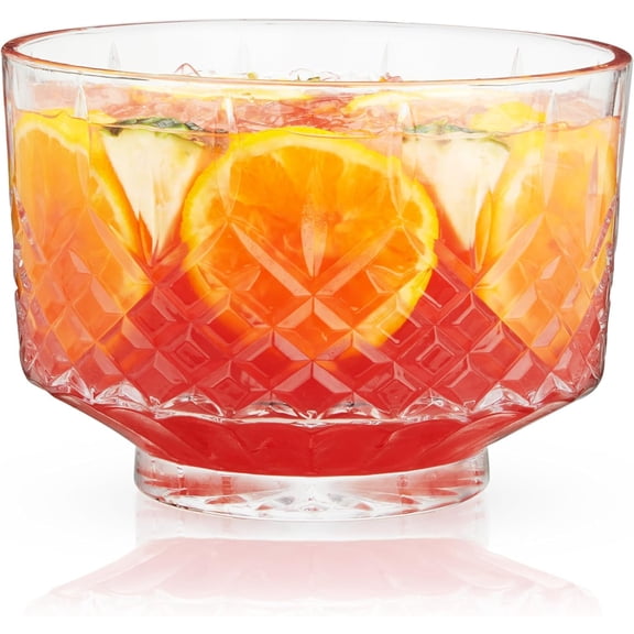 Admiral Crystal Punch Bowl - Vintage Style Glass Punch Bowl for Parties - Serveware for Cocktails, Dishwasher Safe 2.5 Gallons 320oz Set of 1.