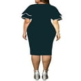 thumbnail image 3 of Femmes Bodycon Crayon Robe Imprimé Manches Évasées Élégant Couture Bureau Robe Cocktail Party Clubwear, 3 of 5