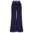 thumbnail image 7 of Kvture Wide Leg Pants for Women Hollow Out Criss Cross High Waist Baggy Palazzo Trousers Dressy Casual Loose Flowy Beach Pants Dark Blue XL, 7 of 7