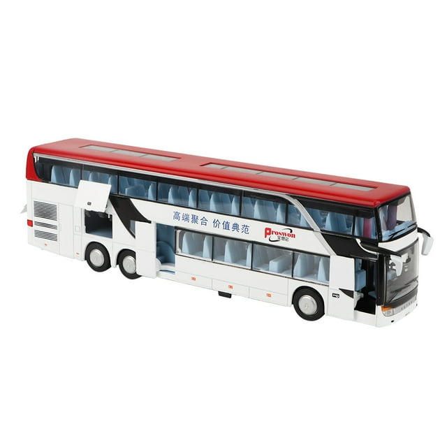 Autobús de dos pisos eléctrico de aleación 1:32, modelo de juguete con música ligera para regalo de niños (blanco)