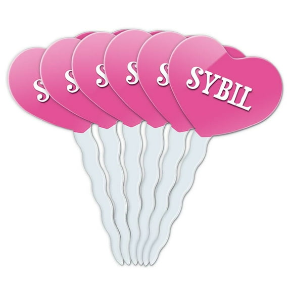 Sybil Heart Love Cupcake Picks Toppers - Set of 6