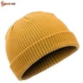 thumbnail image 2 of Spencer 1PC Swag Wool Fisherman Beanies for Men, Knit Short Watch Cap Winter Warm Hats （Yellow）, 2 of 9