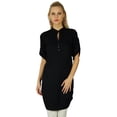thumbnail image 1 of Bimba Femme Style Chic Haut Tunique Noir Boho Bohème Patte de Boutonnage Blouse Kurti Kurta, 1 of 2