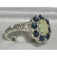 thumbnail image 3 of LBG British Made Real Solid 10k White Gold Natural Opal & Sapphire Womens Engagement Ring - 33 size options - Size 6.25, 3 of 6