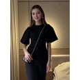 thumbnail image 6 of Womens Batwing Dolman Sleeve Summer Knit Top Ribbed Cinched Waist Black XXL, 6 of 9