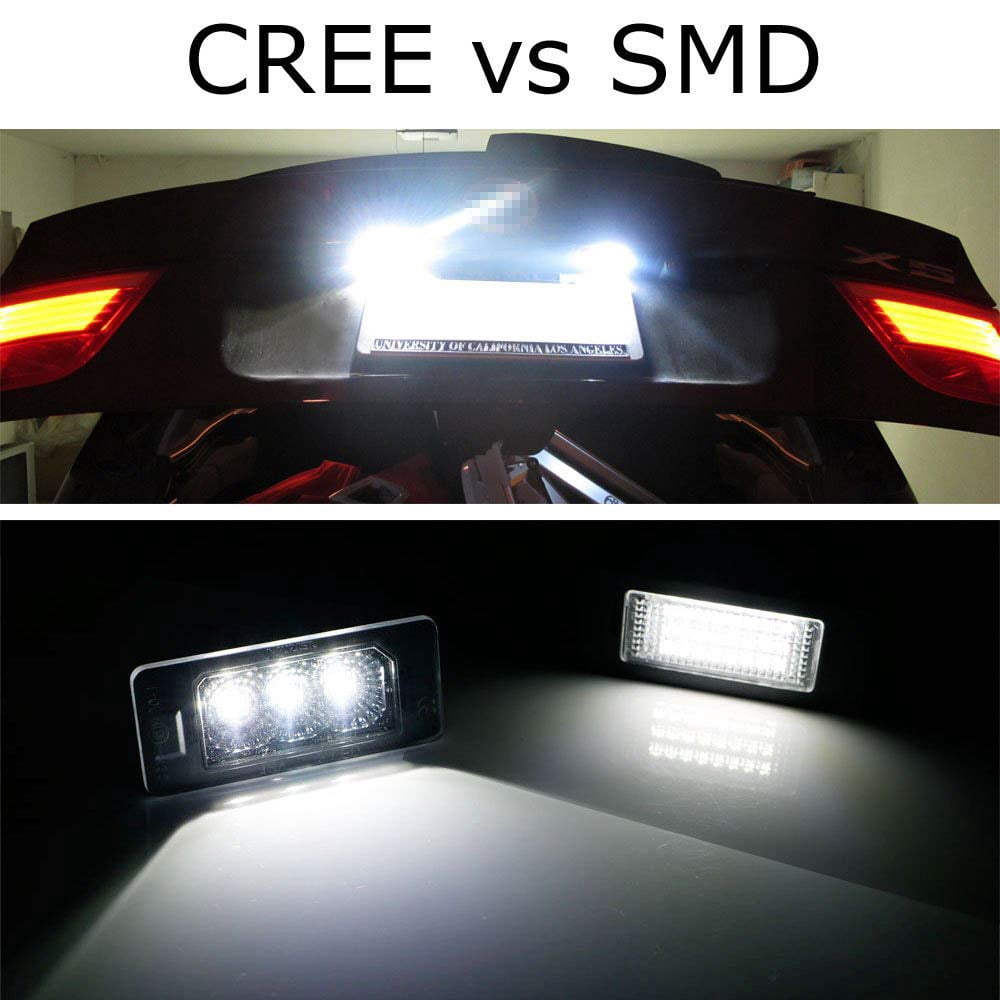 OEM-Fit 3W Full LED License Plate Light Kit For BMW 1 2 3 4 5 Series X5 X6, Powered by 3 Super Bright White LED Lights & CAN-bus Error Free