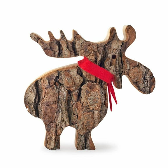 Wood Moose Figurines - Handmade Wooden Cute Deer Decorations - Animal Figurines & Statues - Large