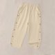 thumbnail image 5 of TaTaai Women's Casual 7/8 Length Pants Straight Leg Linen-Like Fabric with Elastic Waistband Side Pockets and Decorative Buttons for Spring Summer Outfits Gift, 5 of 7