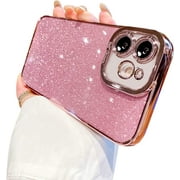 Compatible for iPhone 11 Case Glitter Luxury Cute Flexible Plating Cover Camera Protection Shockproof Phone Case for Women Girl Men Design for iPhone 11 Pink 6.1''
