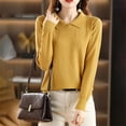 thumbnail image 5 of Comdrip Womens Knit Sweater, Warm Sweaters for Women V Neck Classic Soft Pullover Sweater Loose Casual Long Sleeve 2025 Fall Winter Work Sweaters for Women office Yellow 2XL, 5 of 9