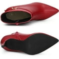 thumbnail image 4 of DARING DIVA Women's Stylish Buckle Strap Stiletto Heels Ankle Boots Red US 8, 4 of 6