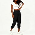 thumbnail image 5 of Lmueinov 2026 Women's 100% Corduroy Elastic Waist Cropped Jogger Pants, Side Pockets Loose Fit Soft Casual Capri Lounge Walking Trousers S-2XL, 5 of 8