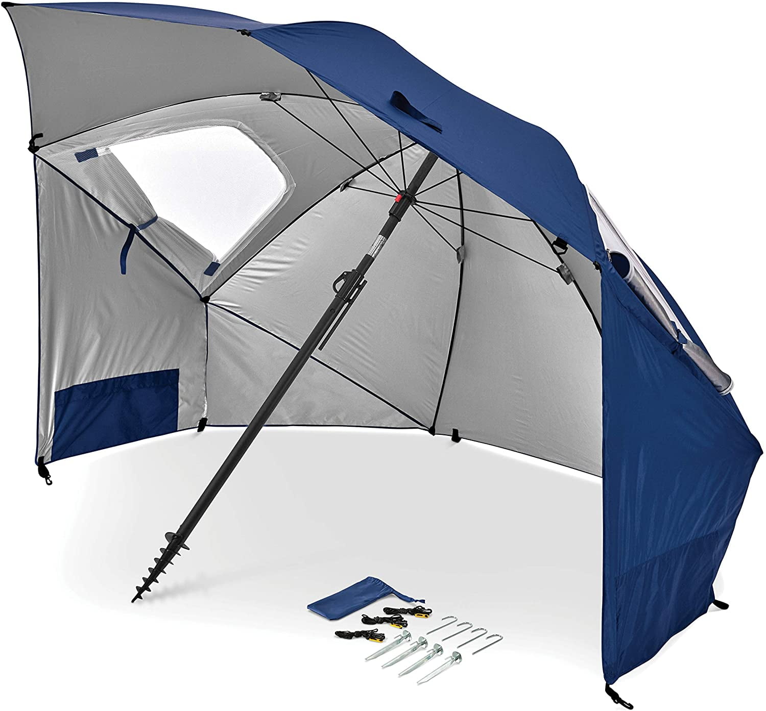 Sport-Brella Super-Brella SPF 50 Sun and Rain Canopy Umbrella for Beach and Sports Events 8-Foot, Blue 