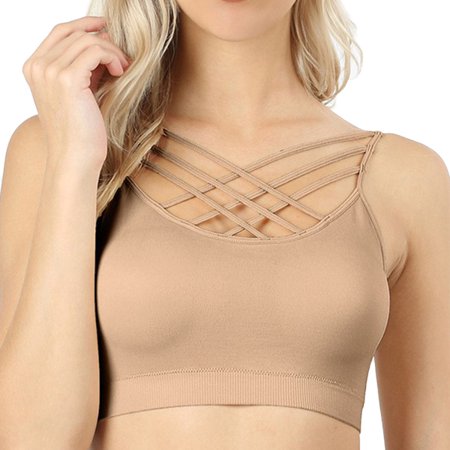 

Cutout Bralette Sports Bra Crop Top Caged Strappy Criss Cross Cleavage Workout