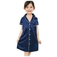 thumbnail image 3 of RMGVDSD Toddler Girls Silk Nightgown Kids Satin Pajamas Short Sleeve Button Down Nightshirt Sleepwear Night Dress Home Clothes Girls Pajamas Nightgowns For 7-8 Years, 3 of 5