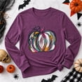 thumbnail image 3 of VNJQPG Women's Fall Colorful Pumpkin Graphic Crewneck Long Sleeve Tee(C8 - Burgundy,L), 3 of 3