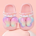thumbnail image 6 of JAJAHO Girls Garden Clogs Kids Toddlers Cute Glitter Butterfly Slides Sandals Non- Beach Pool Shower Water Shoes 1-6Y, 6 of 7