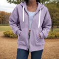 thumbnail image 5 of Karoyedx Zip Up Hoodie Women Zip Up Hoodie Women Oversized Fall Fashion Long Sleeve Hooded Sweatshirts Casual Y2K Jacket 2025 Winter Clothes Light Purple Size,M, 5 of 7