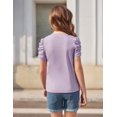 thumbnail image 4 of Arshiner Girls Puff Short Sleeve Shirts Summer Ribbed Knit Crewneck T Shirt Tops Tee Blouse, 4 of 6