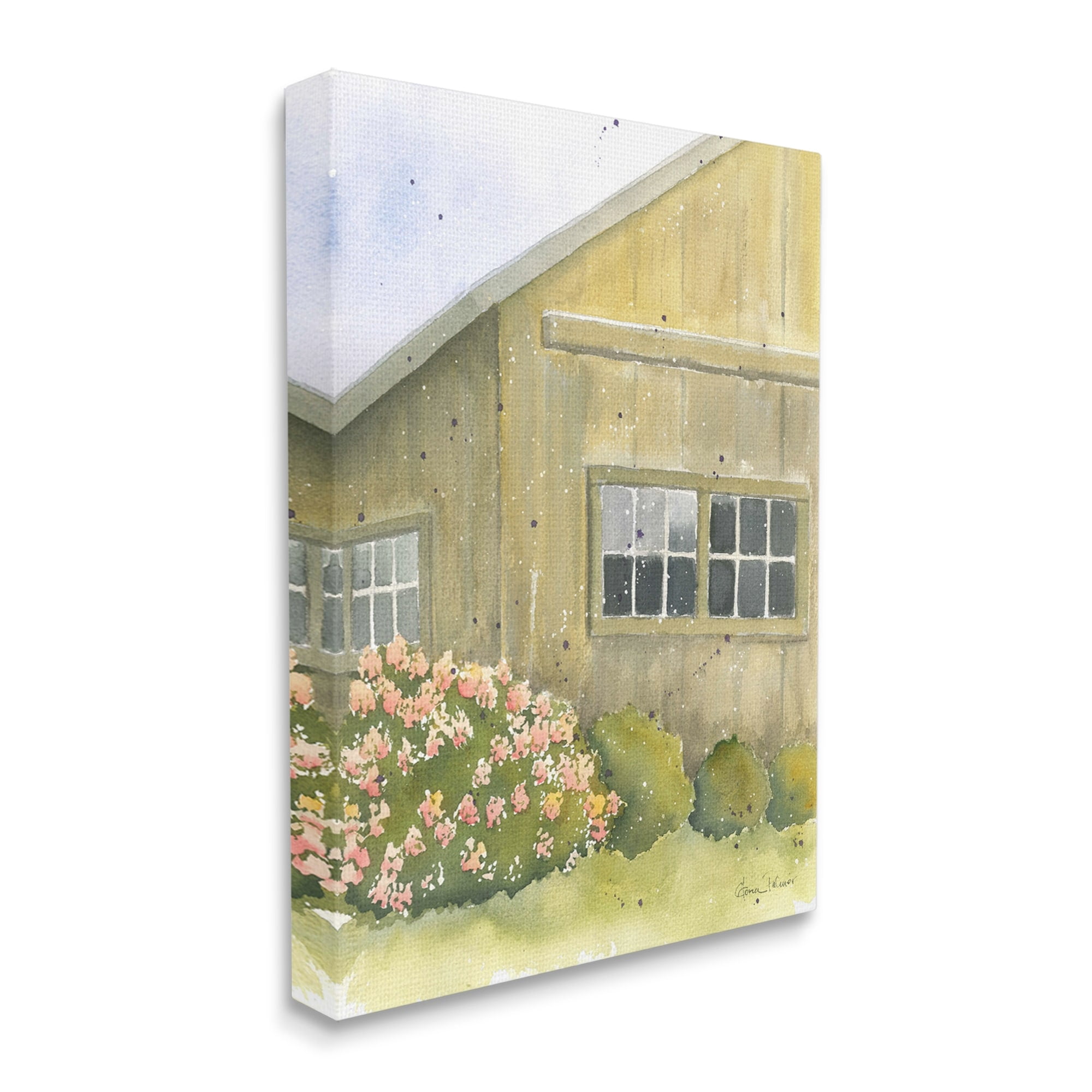 Stupell Industries Cottage Floral Bushes Painting Landscape Painting Gallery Wrapped Canvas Print Wall Art