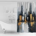 thumbnail image 4 of Small Stall Shower Curtain 36x72 Inch Narrow Half Size Gray Yellow Oil Painting Bath Curtains Bathroom Decor Modernism Minimalist City Waterproof Fabric Shower Curtain Set with Hooks 36 Inch, 4 of 6