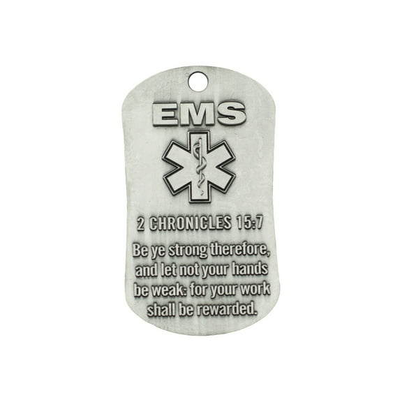 EMS Antique Finish Dog Tag Necklace-II Chronicles 15:7/Phil 4:13 (4 Pack) by Shields of Strength
