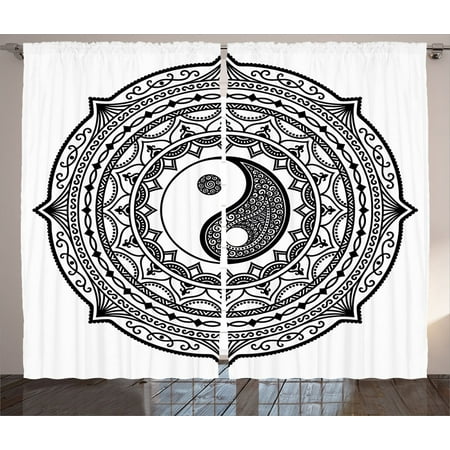 Ying Yang Decor Curtains 2 Panels Set Mandala Pattern Yin Yang