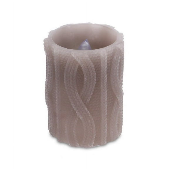Melrose 4" Mauve Knit Pattern Battery Operated Flameless LED Wax Pillar Candle
