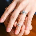 thumbnail image 6 of vylahjewellery Classic Moissanite Birthday Gift Ring Romantic Halo Oval Cut Engagement Ring Set 18K Vermeil White Gold Anniversary Women Ring Wedding Bridal Set Ring foe Her, 6 of 7