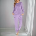 thumbnail image 2 of Fvwitlyh Pyjamas en Coton pour Femmes Mode Décontractée Col Rond Manches Longues Chemise Blouse Poche Taille Élastique Ensemble Pantalon Violet,TG, 2 of 5