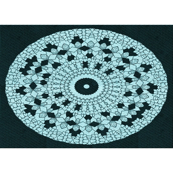Ahgly Company Machine Washable Indoor Rectangle Transitional Deep Teal Green Area Rugs, 7' x 10'