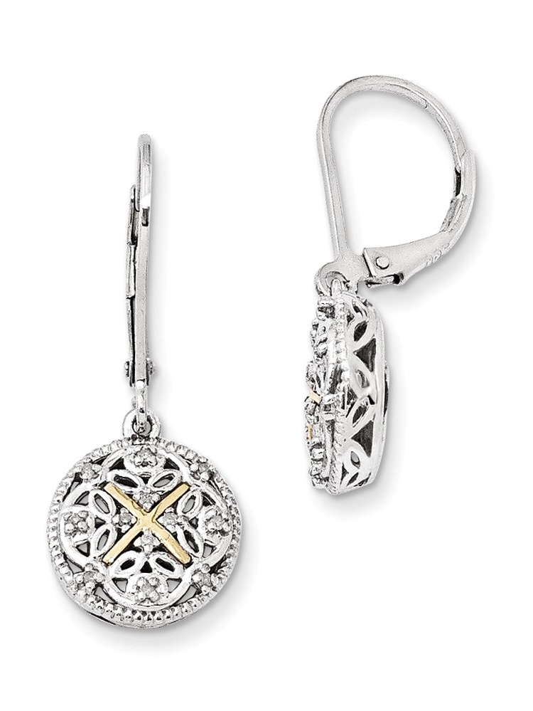 Diamond Fascination Oval Twist Hoop Earrings 31mm x 2mm Mia Diamonds 14k Yellow Gold 0.01cttw