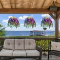 thumbnail image 4 of Artificial Hanging Plants Outdoors, Fake Hanging Flowers with Basket, Faux Vine Bougainvillea for Urn Fillers Front Porch Patio Outside Summer Decor (Purple), 4 of 5