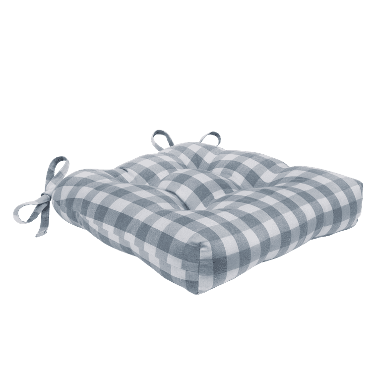 4 Pack Country Farmhouse Plush Buffalo Plaid Checkered Chair Cushion Pads With Tear Proof Ties Gray White Walmart