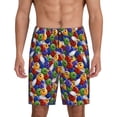 thumbnail image 1 of Balery Bowling Colorful Pantalones cortos de pijama de punto de algodón para hombre con cinturilla y bolsillos-Medium, 1 of 6
