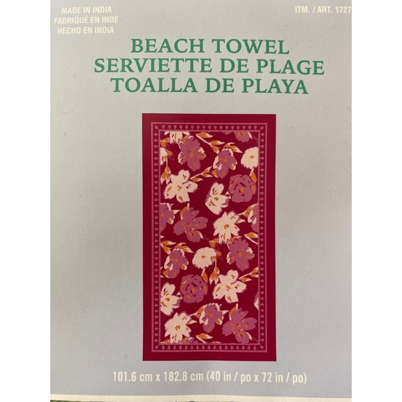 Alok Beach Towel, Oversized 72x40", Red, Deluxe 100% Cotton