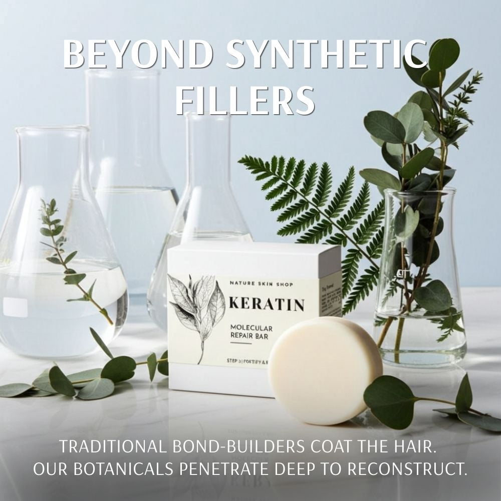 Nature Skin Shop Keratin Smoothing Conditioner Bar, Strengthens Appearance of Dry & Damaged-Looking Hair, Tames Frizz, Sulfate-Free, 4 Ounces