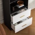 thumbnail image 6 of 63" Tall Bookshelf with 2 Drawers, 3 Shelf Modern Bookcase with Adjustable Shelf, Open Shelves Bookcase, Unique Book Shelf for Home Office, Black & White, 6 of 8