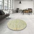 thumbnail image 4 of Ahgly Company Machine Washable Indoor Round Abstract Dark Khaki Green Area Rugs, 5' Round, 4 of 7